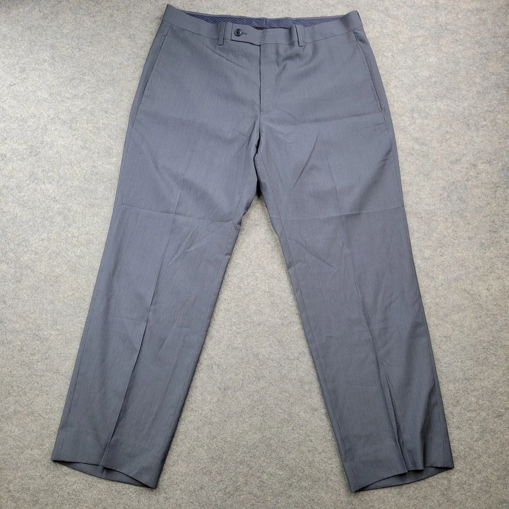 Calvin Klein Dress Pants Mens 34x30 Gray Polyester Viscose‎ Flat Front Business